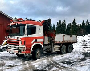 camião basculante Scania P124 AWD 4x4 *3 axles *DUMPER+crane PALFINGER PK 24500+WINCH *3