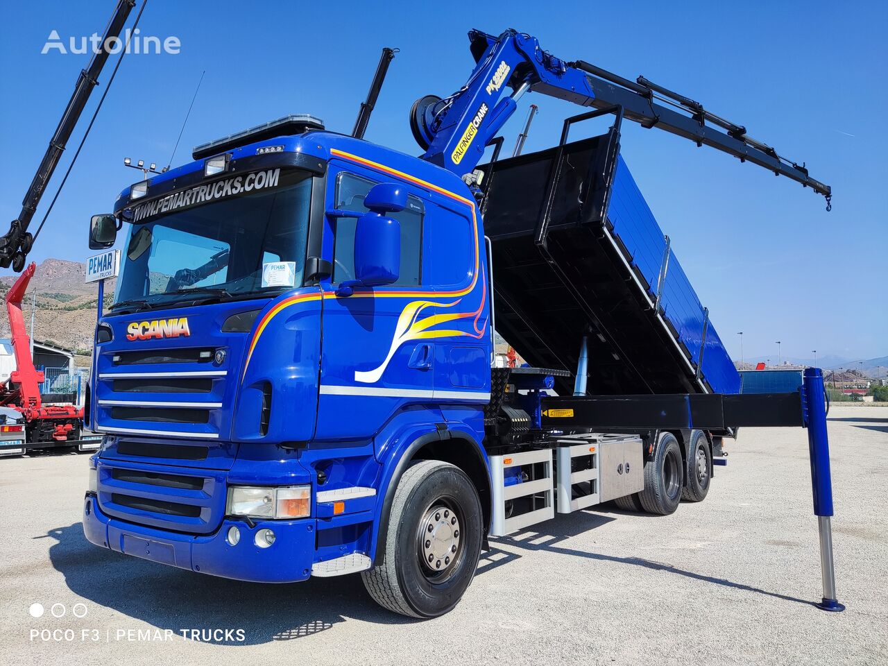 camião basculante Scania R 420 GRUA PALFINGER PK 23002 BASCULANTE 4X2 EURO 6