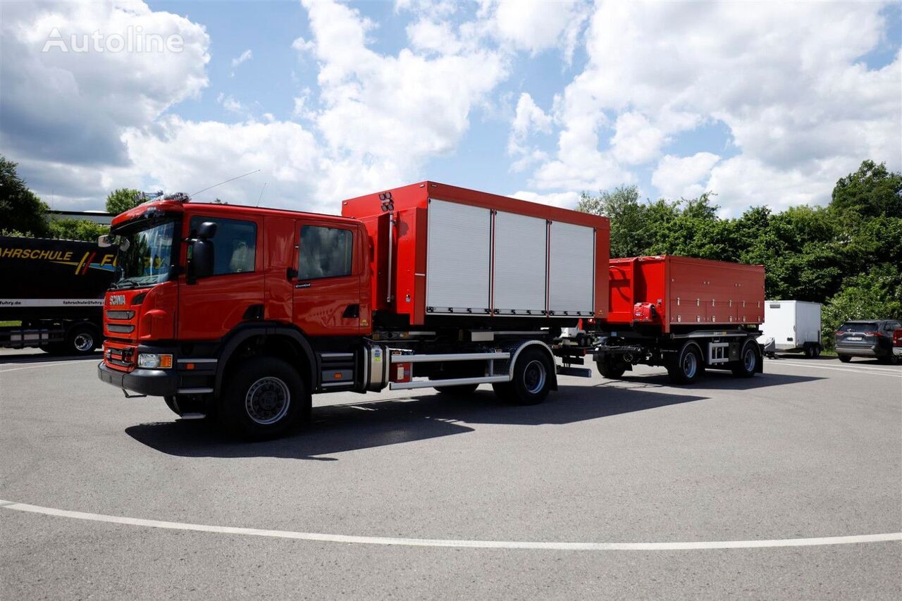 carro de bombeiros Scania P320 - WERK - FEUERWEHR - ABROLLER - mit ANH novo